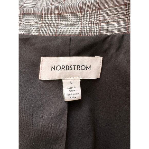 New NORDSTROM Women's Ivory- Red British Plaid Blazer Size L - Picture 6 of 7